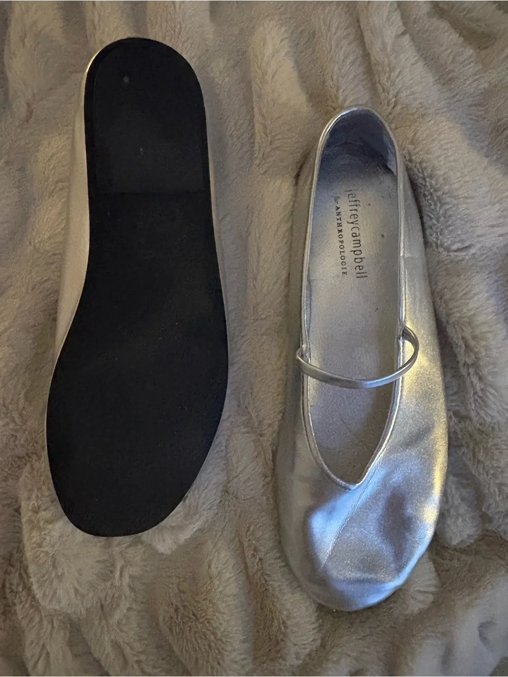 Jeffrey Campbell Metallic Silver Girls Mary Jane Flats